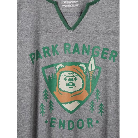 Star Wars Endor Varsity Tee, Gray, Size 10 - Picture 3 of 5